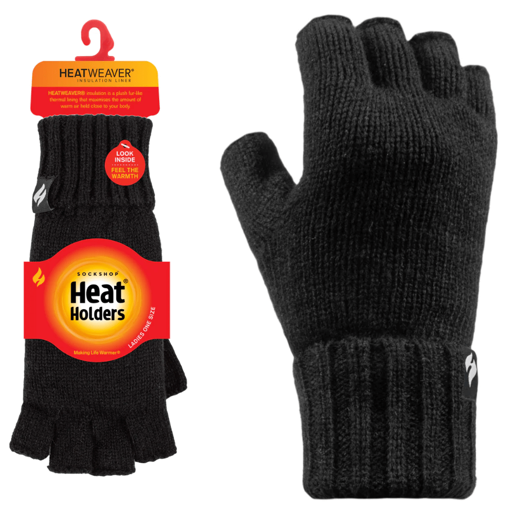 Heat Holders® Ladies Fingerless Gloves Black Cozy Karma