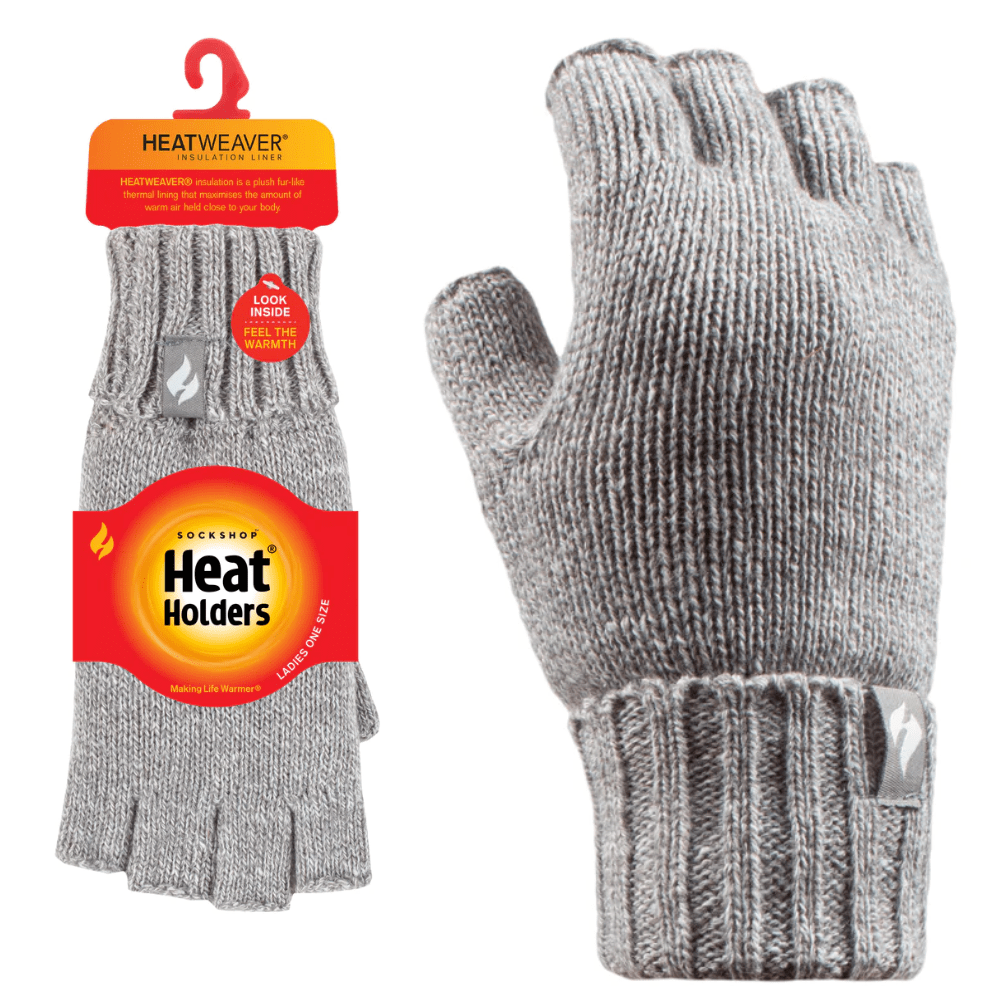 Heat Holders® Ladies Fingerless Gloves Light Grey Cozy Karma