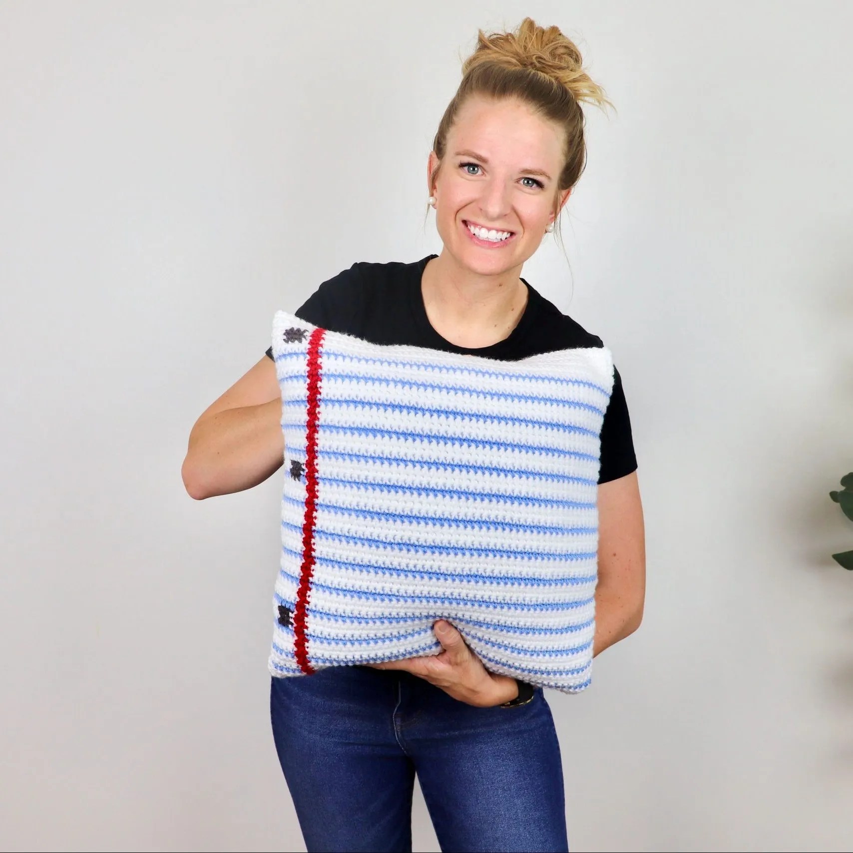 Free Teacher Gift Paper Pillow Crochet Pattern Cozy Nooks Designs