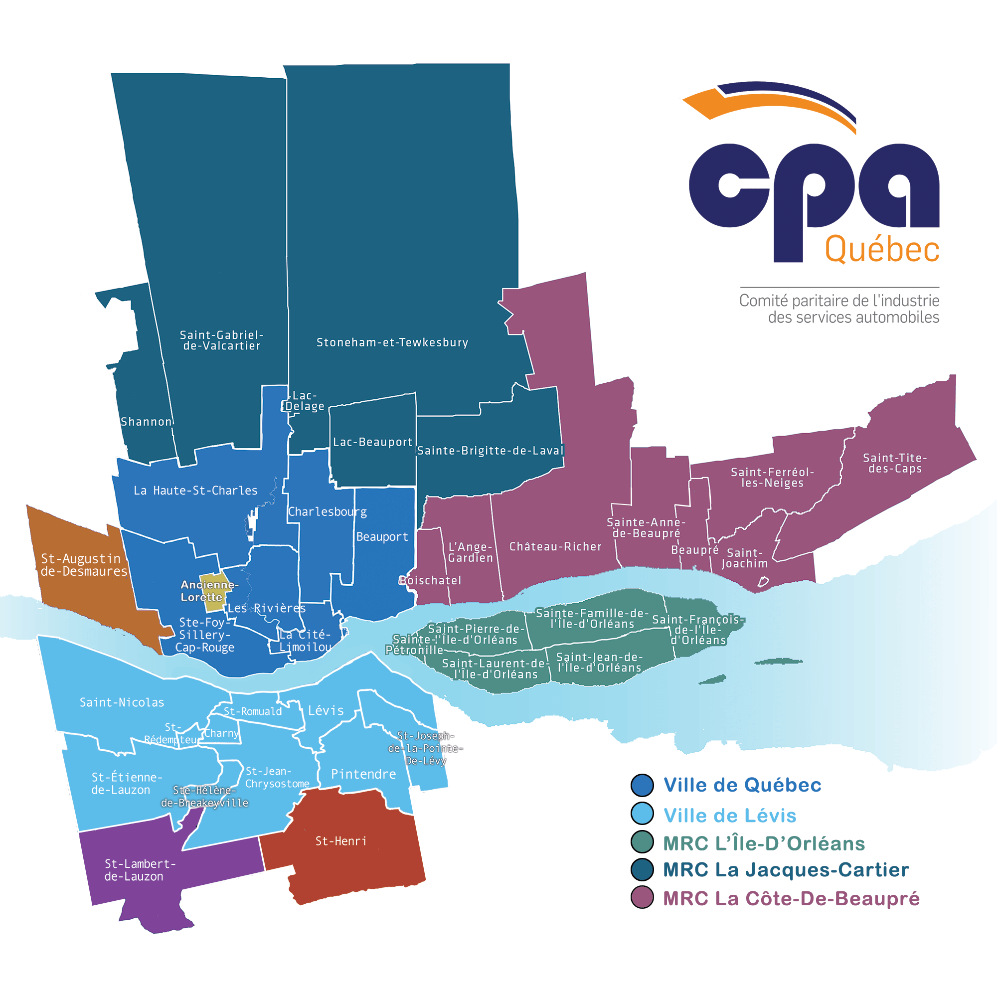 Carte du territoire CPA Québec