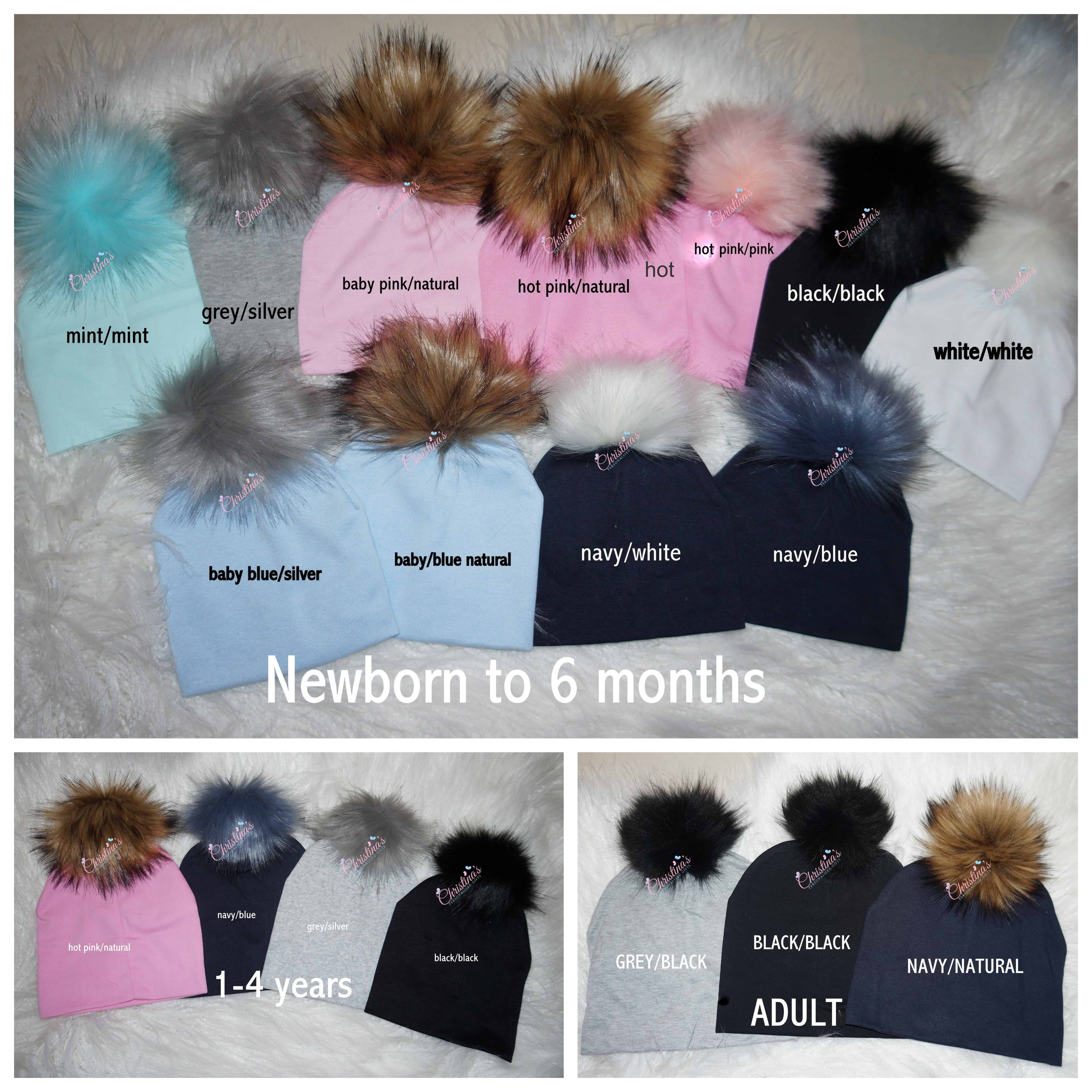 Baby Beanies Cotton with Pom Pom Christinas Personalised Gifts