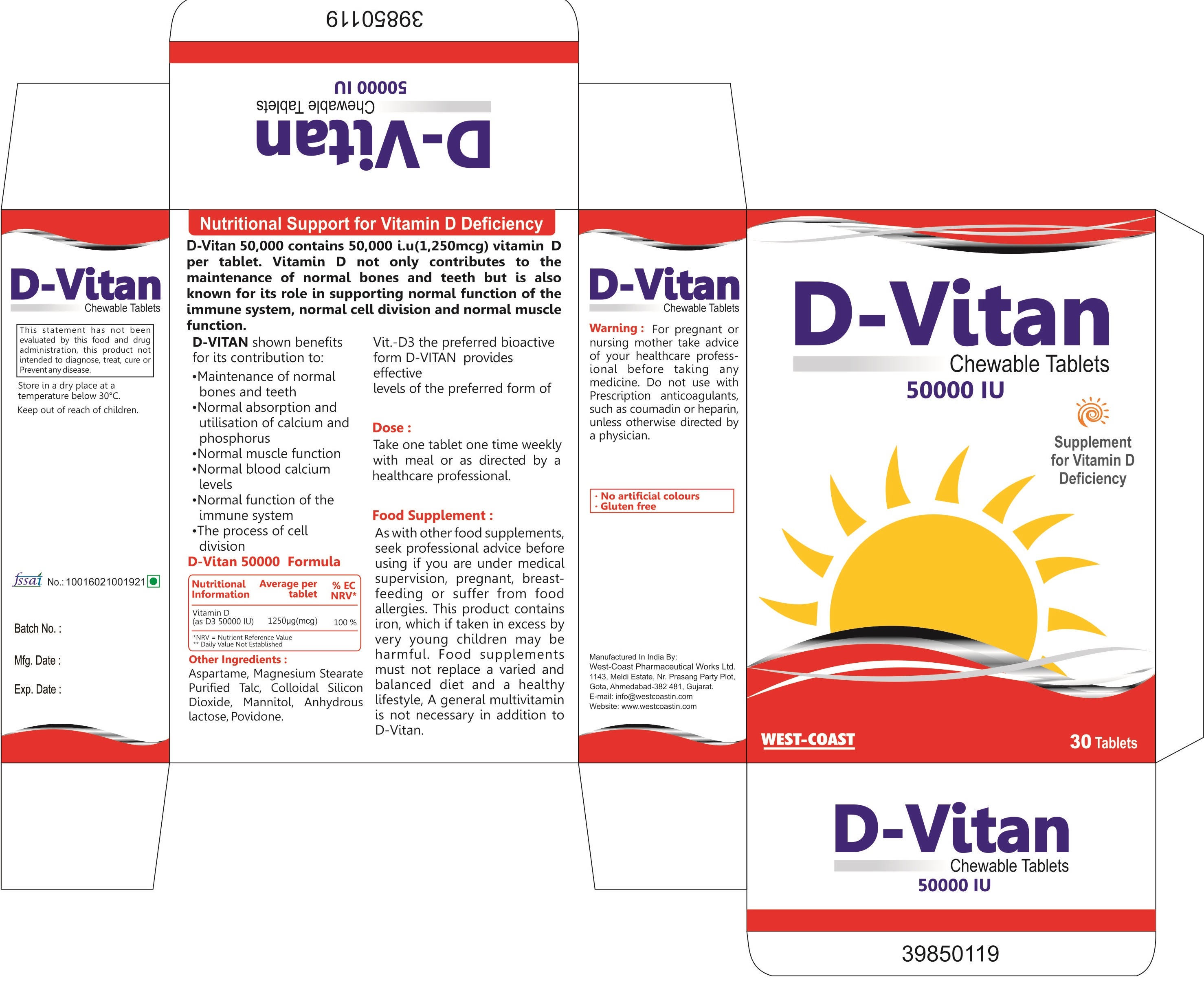 VITAMIN D 50000 IU CHEWABLE TABLETS VITAMIN D 50000 IU CHEWABLE
