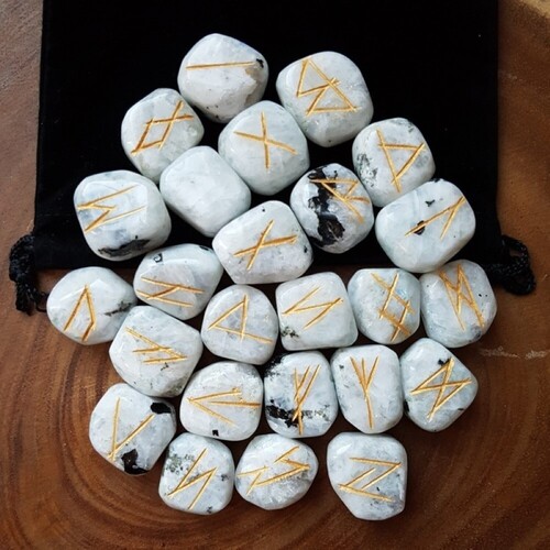 Natural Rainbow Moon Stone Rune Set at 499.00 INR in Jaipur H S R