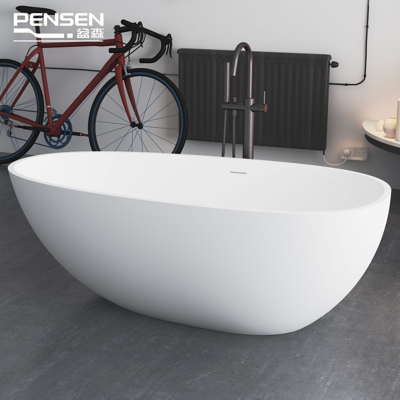 PS 8802 Egg Shape Freestanding Artificial Stone Bathtub cpingao