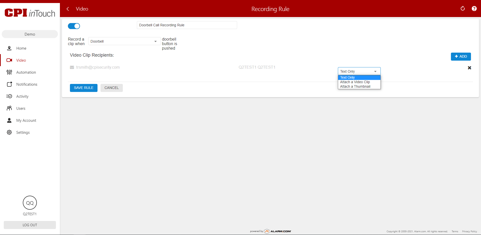 Why is my doorbell camera not saving video clips? CPI Security®