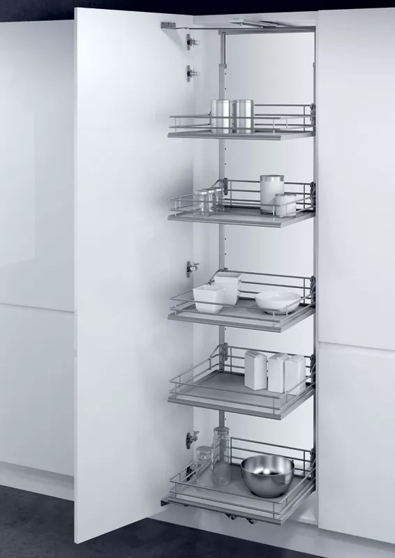 Hafele 400 Pull Out Larder unit with CLASSIC CHROME Baskets