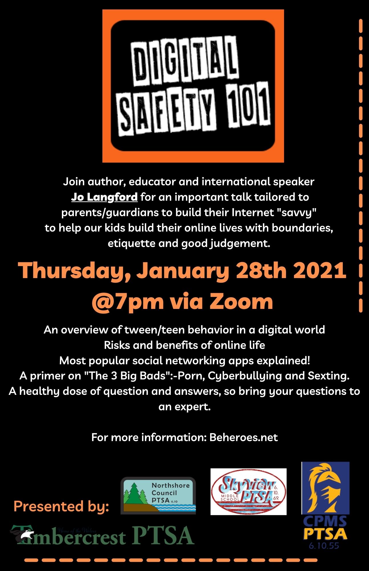 “Digital Safety 101” Parent/Guardian Education CPMS PTSA