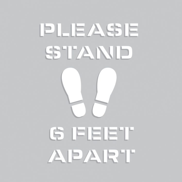Floor Marking Stencil Please Stand 6 Feet Apart (feet image