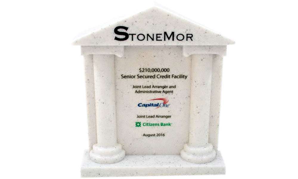 Lucite Tombstone with Columns The Corporate Presence