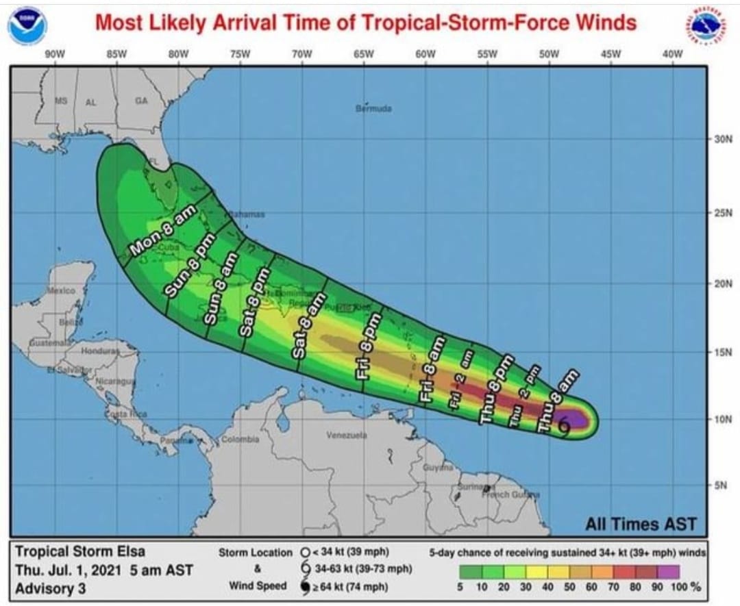 National Lockdown due to Tropical Storm Elsa Caribbean Press Release