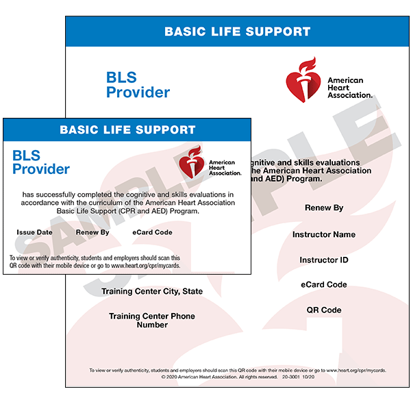 BLS Provider eCard Top AHA Training Center BLS ACLS PALS CPR
