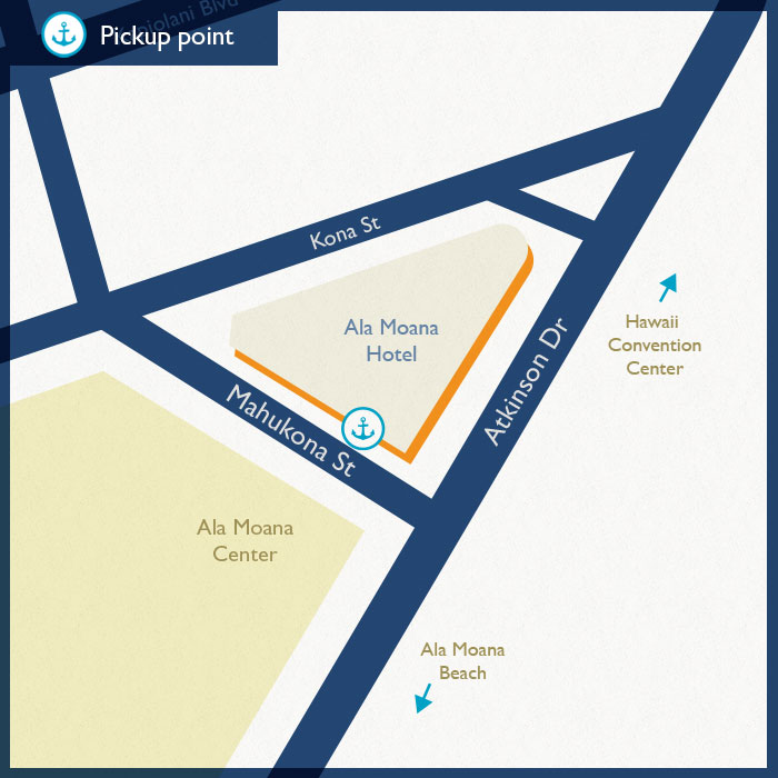 Pickup Location Ala Moana Hotel // CAPTAIN BRUCE Oahu, Hawaii