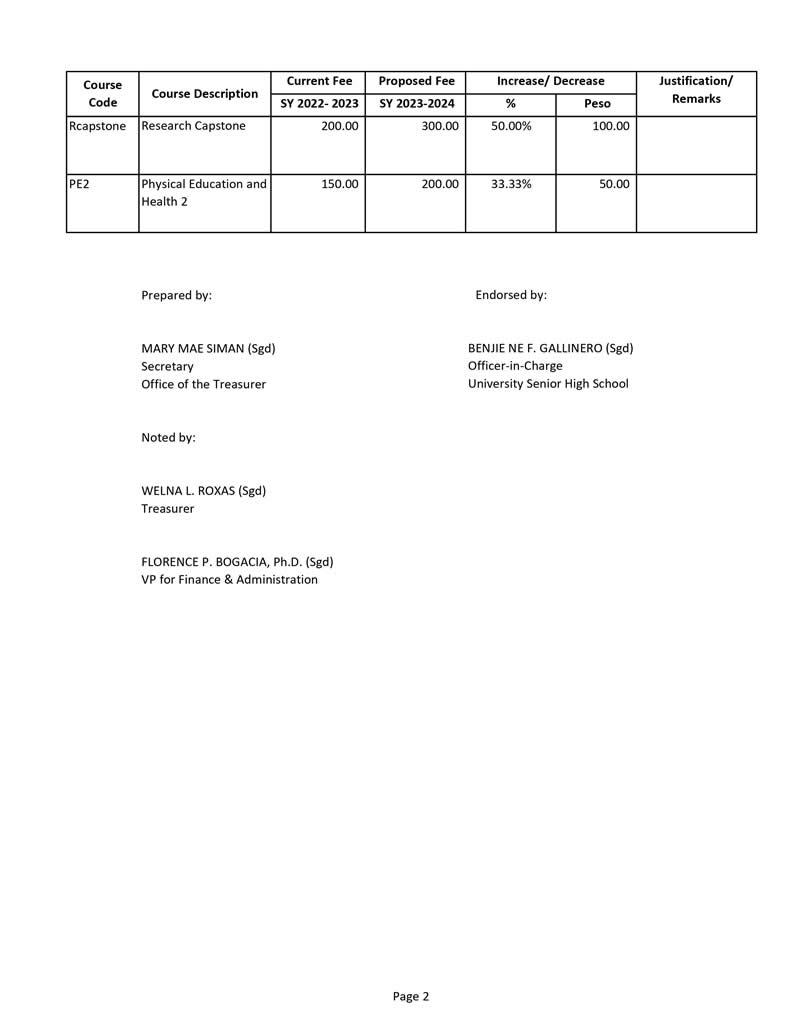 PROPOSED TUITION AND LABORATORY FEES FOR SY 20232024 Central