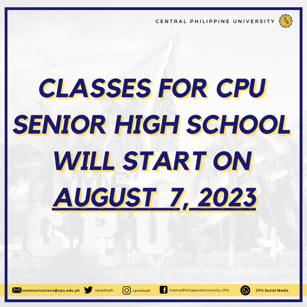Classes for Senior High School will start on August 7, 2023 Central