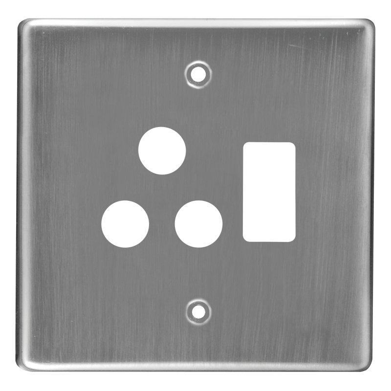 Classic Single STD Switched Steel Socket Coverplate Crabtree Electrical