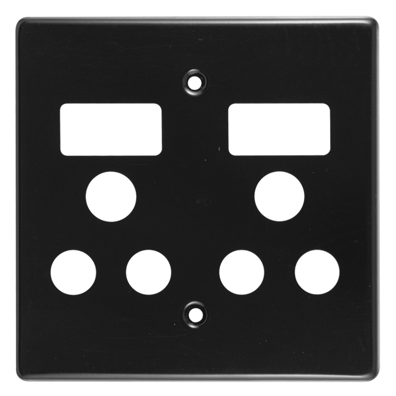 Classic Double Monoblock Switched Steel Socket Coverplate Crabtree
