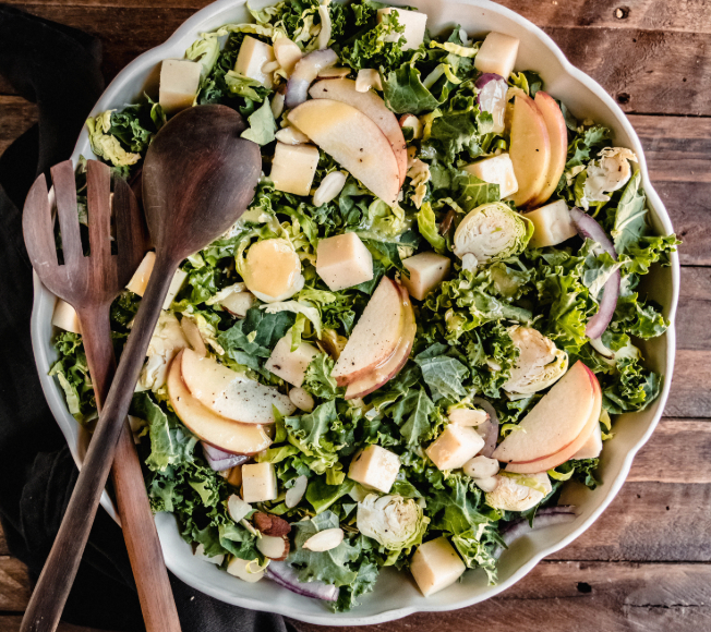Kale & Apple Salad with Truffle Cheddar Cracker Barrel Cheese