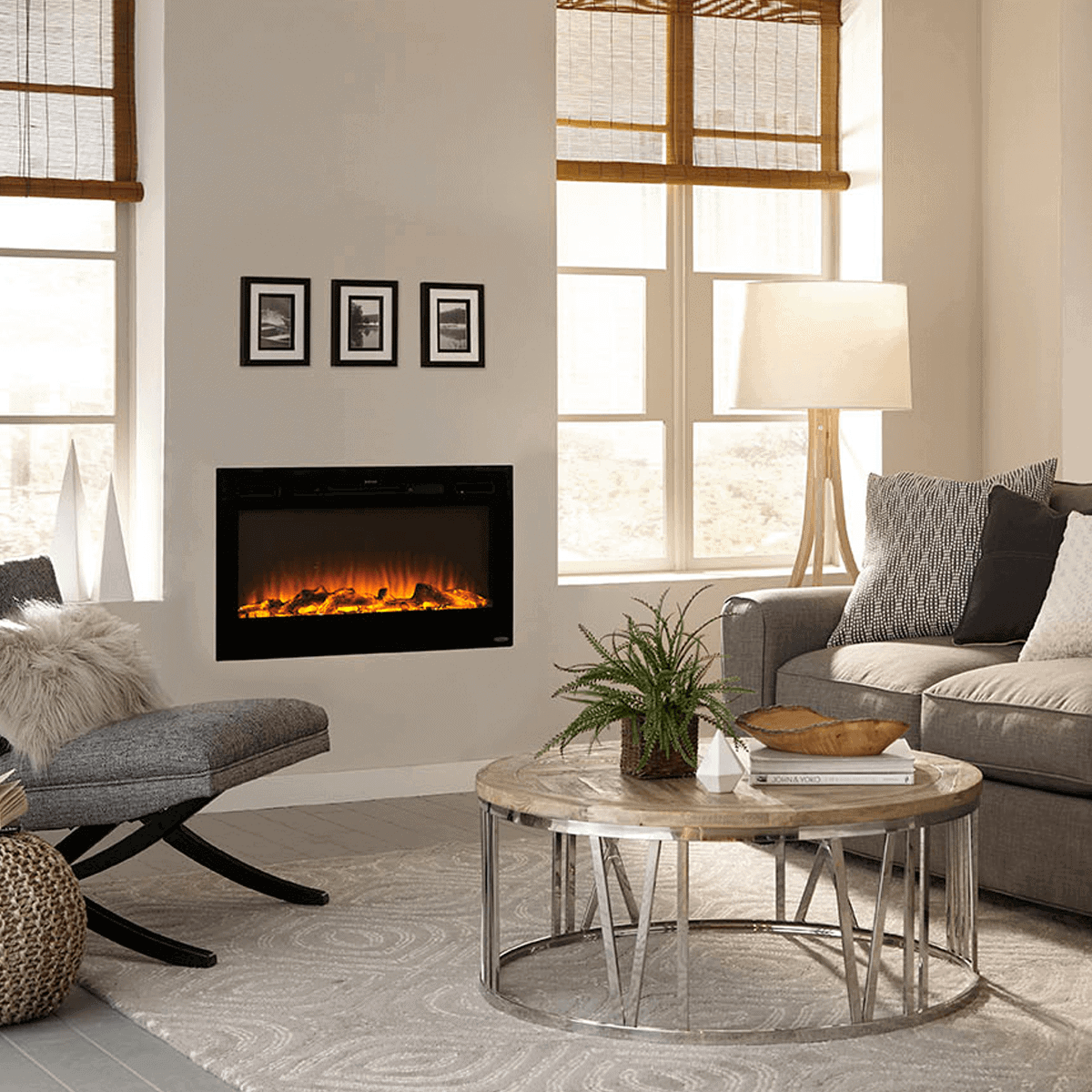 Touchstone 36" Sideline Recessed Electric Fireplace Crackle Electric