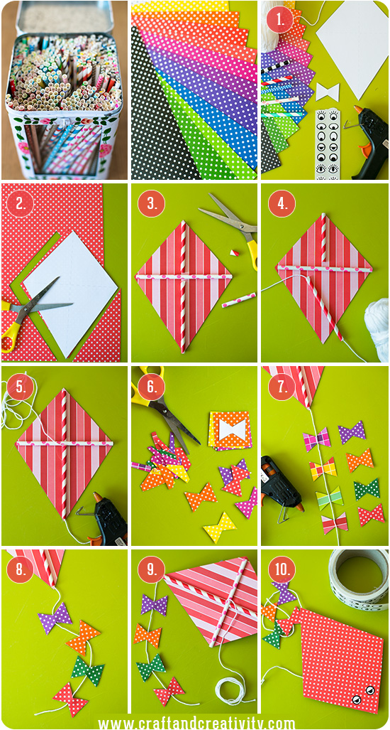 Hur man gör en pappersdrake How to make a paper kite Craft