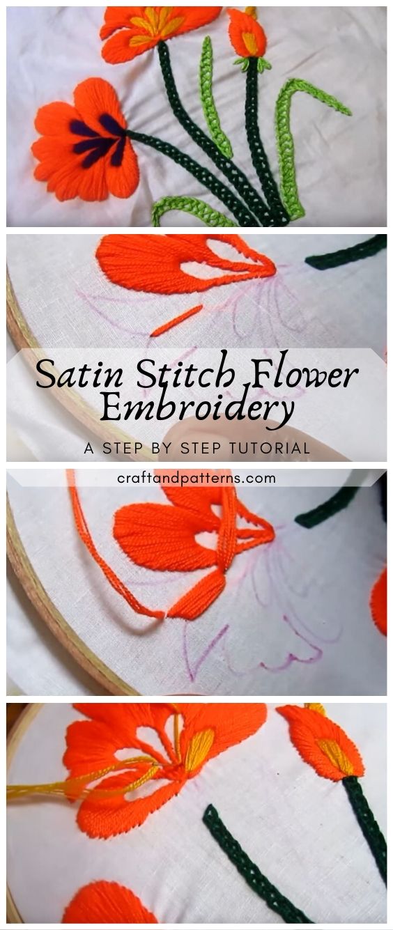 Satin Stitch Flower With Pistil Stitch Embroidery Tutorial