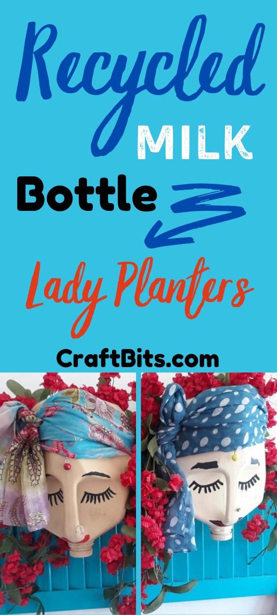 Recycled Milk Bottle Lady Planters —