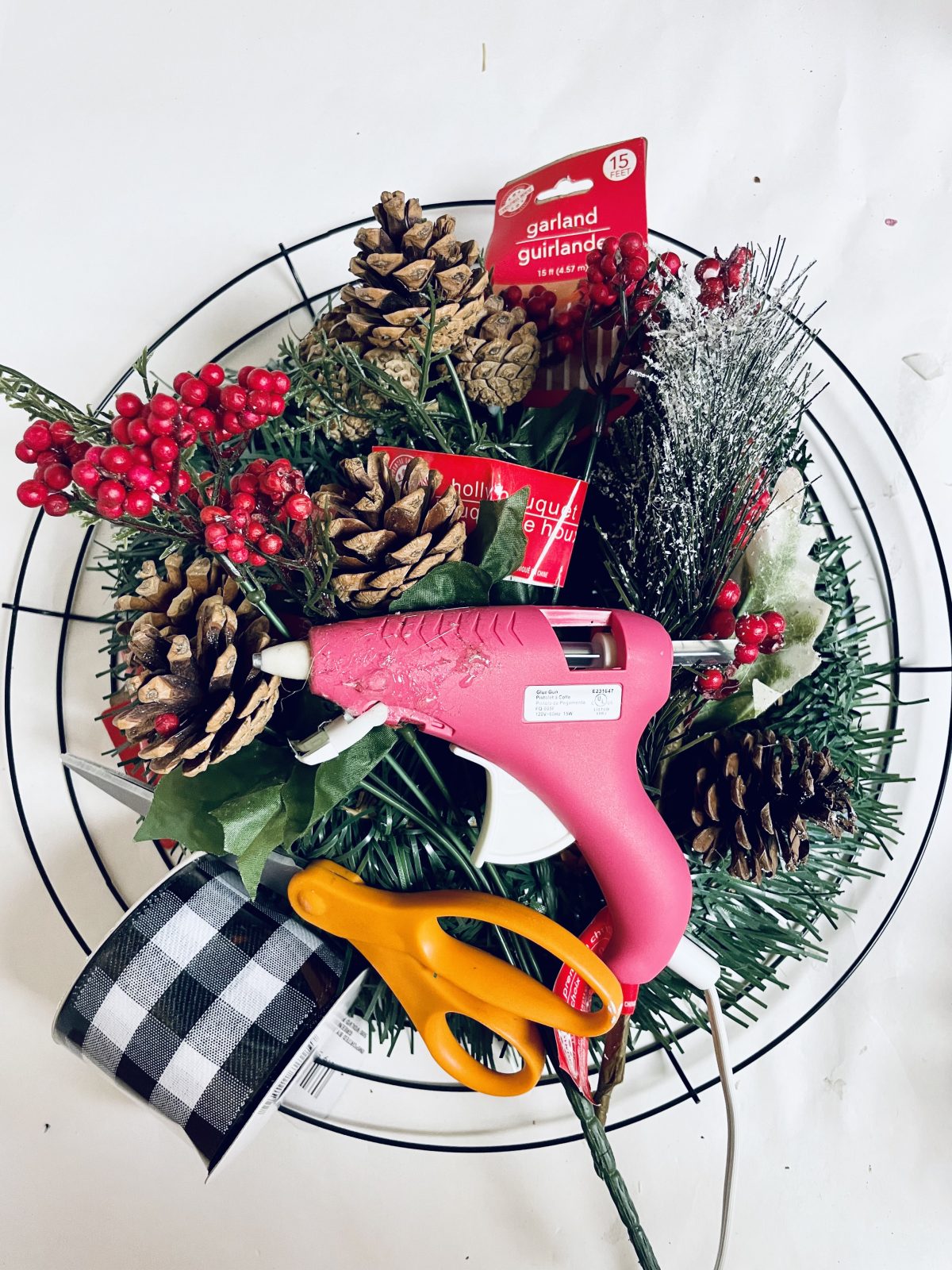 Dollar Tree Traditional Evergreen Christmas Wreath —(04)