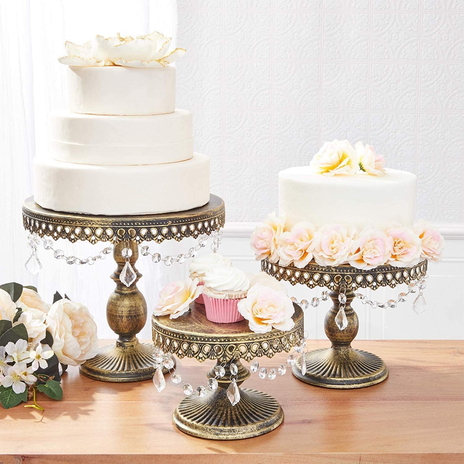 Gold Cake Stands (Set of 3) Crafted Charm LLC
