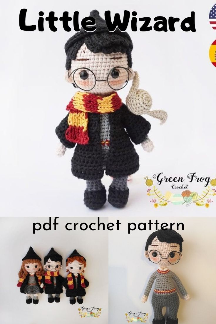 Super cute Harry Potter inspired wizard doll amigurumi pattern. How sweet is this little doll?! Love it! #amigurumipattern #crochetpattern #harrypotter #wizarddoll #crafts #yarn #craftevangelist