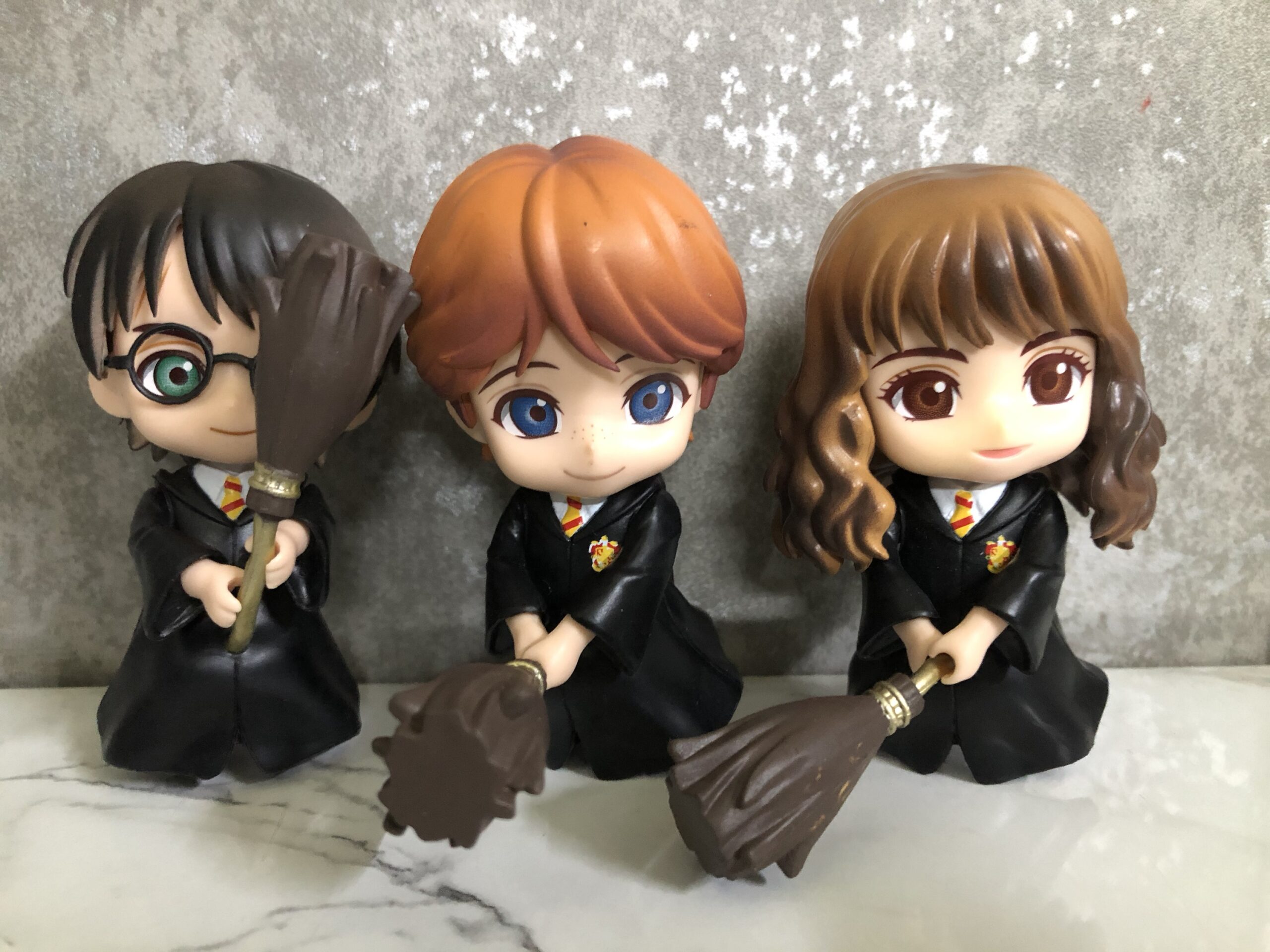 Harry Potter Mini PVC Statues Set of 3, Harry, Ron and Hermione on Broomstick Craftgami