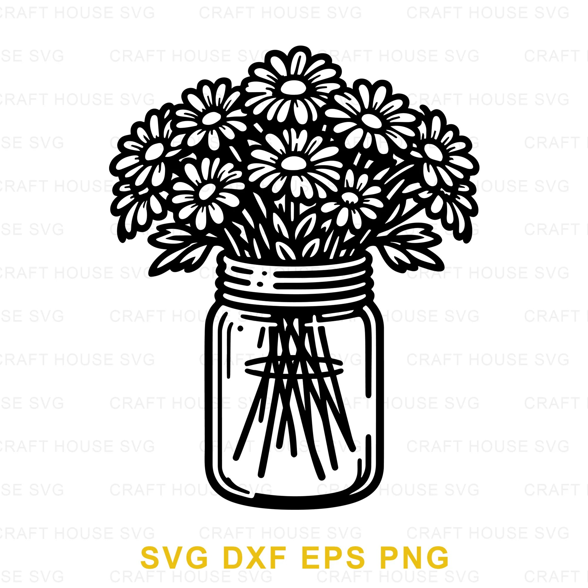 Daisy Jar Flower Bouquet SVG Craft House SVG