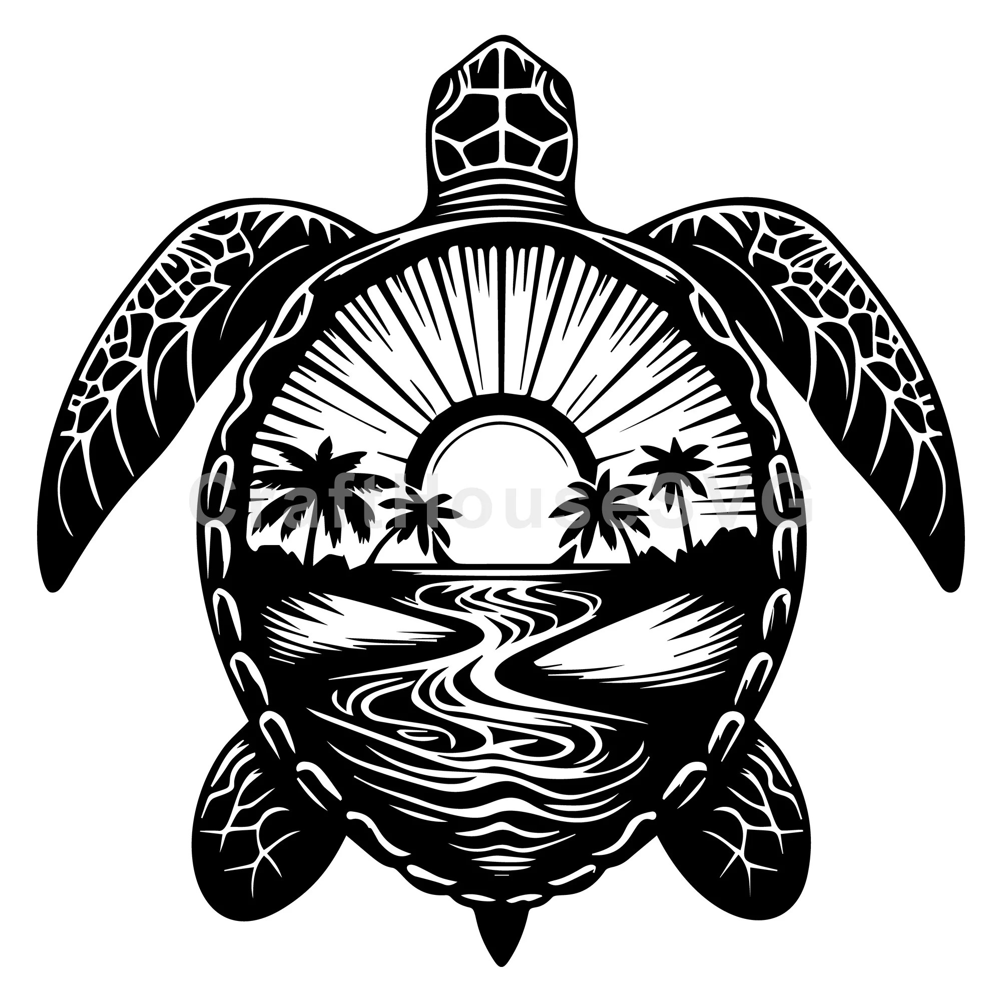 Sea Turtle Beach SVG Cut Files Craft House SVG