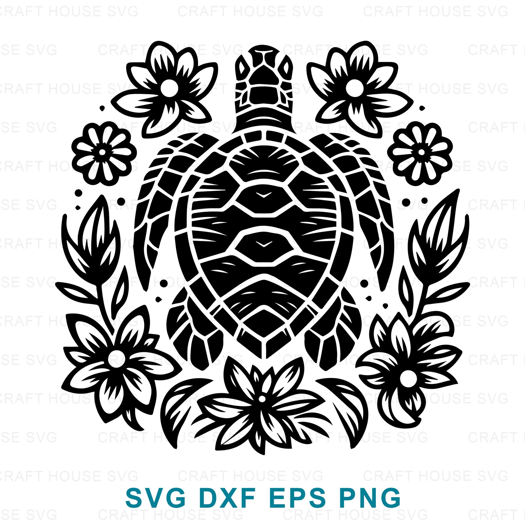 Floral Sea Turtle SVG Craft House SVG
