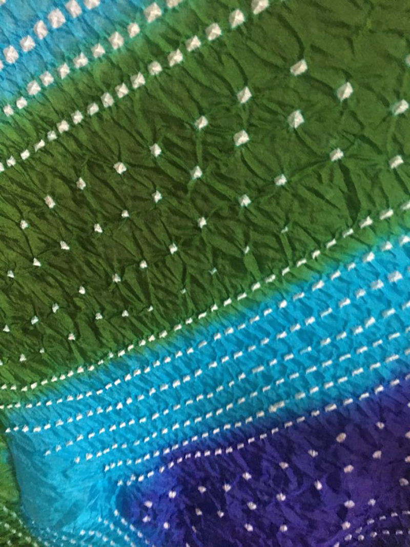 Bandhani Dupatta, Blue and Green Color , Tiedye Patterns