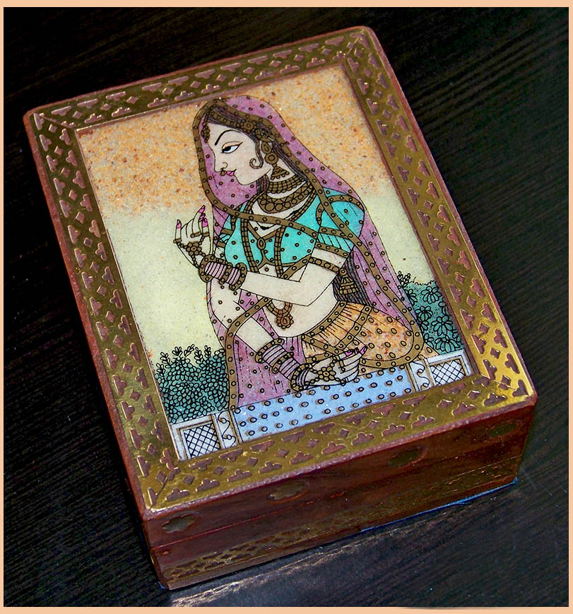 GEMSTONE PAINTING DESIGNER WOOD BRASS JEWELRY BOX INDIA eBay