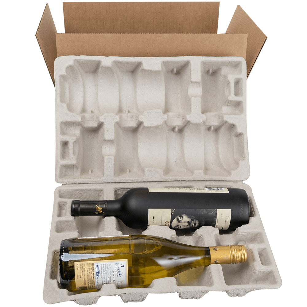Molded Pulp 2Bottle Wine Shipping Box Whale Pod