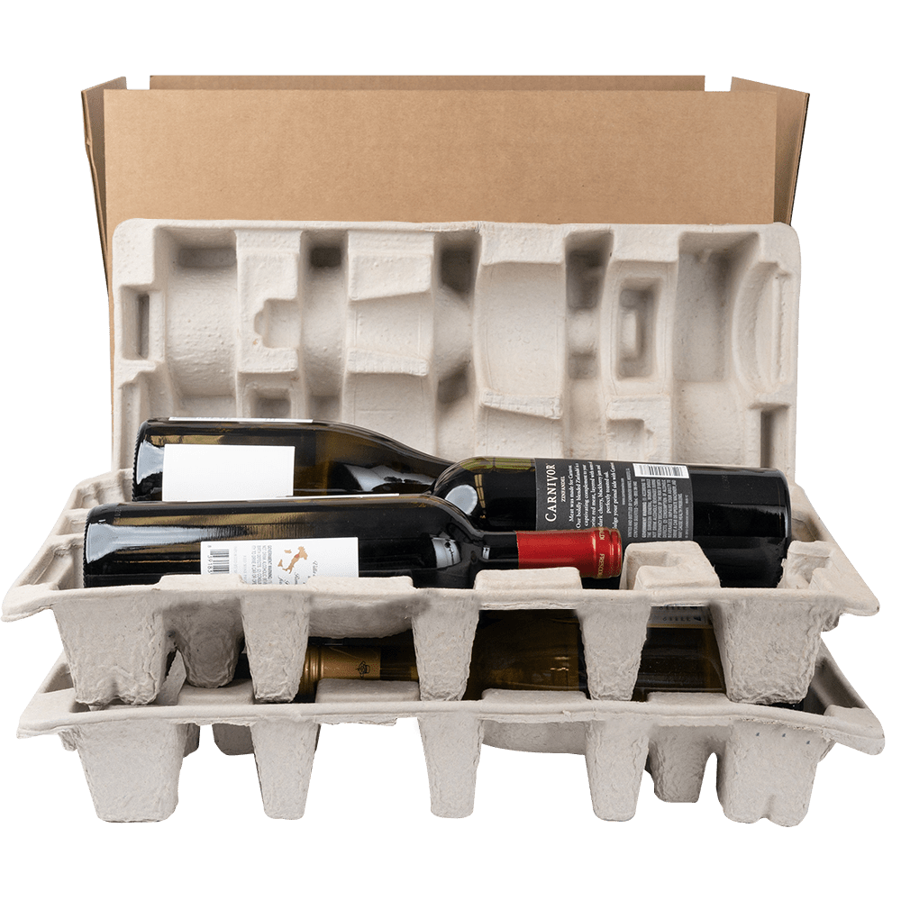 6 Bottle Wine Shipping Box Molded Pulp Whale Pod