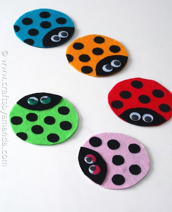 Recycled CD Ladybugs Crafts by Amanda