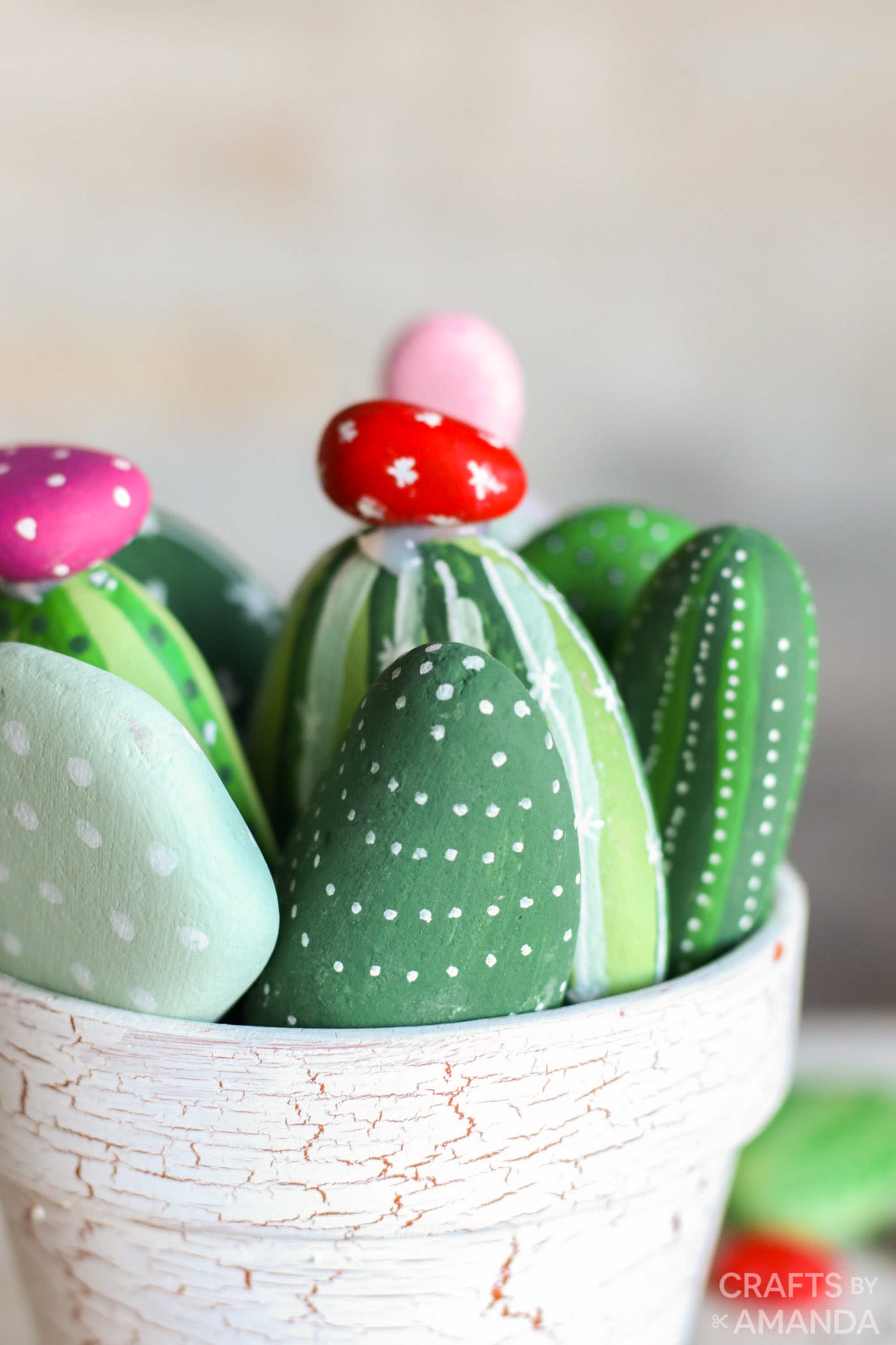 Cactus Painted Rocks Crafts by Amanda Clay Pot Crafts