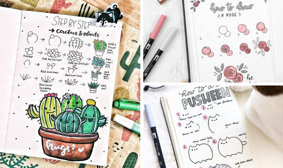 16 Doodle Tutorials (Step By Step) For Your Bullet Journal Craftsonfire