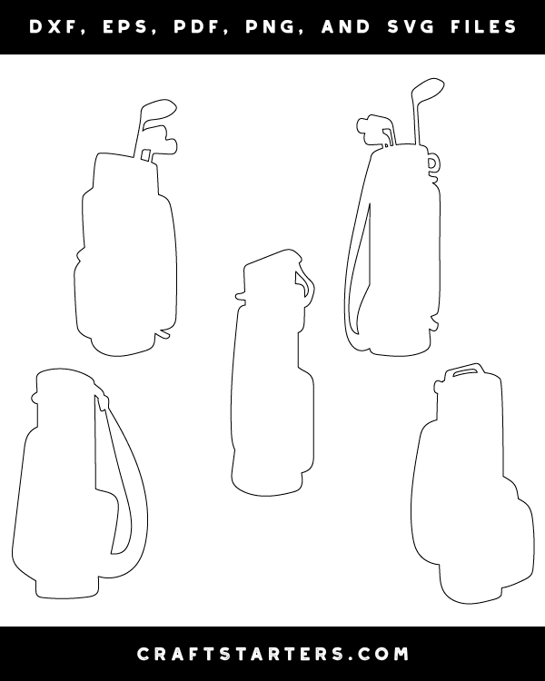 Golf Bag Outline Patterns DFX, EPS, PDF, PNG, and SVG Cut Files