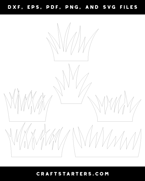 Grass Outline Patterns DFX, EPS, PDF, PNG, and SVG Cut Files