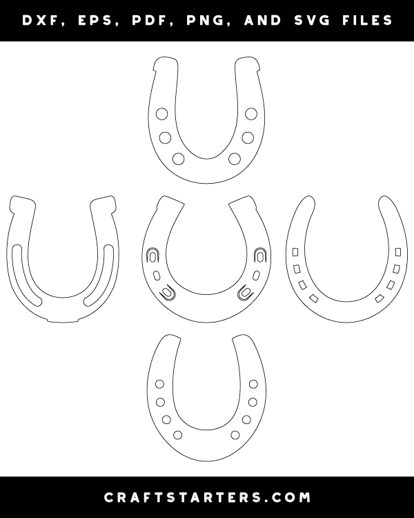 Horseshoe Outline Patterns DFX, EPS, PDF, PNG, and SVG Cut Files
