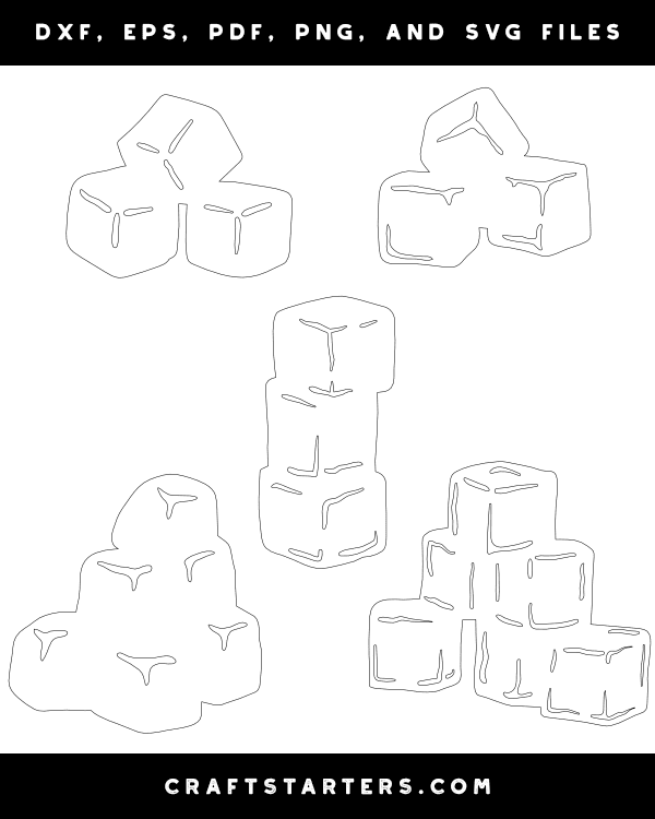 Ice Cubes Outline Patterns DFX, EPS, PDF, PNG, and SVG Cut Files