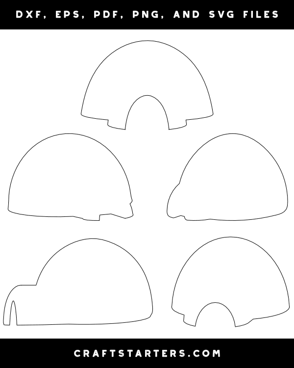 Igloo Outline Patterns DFX, EPS, PDF, PNG, and SVG Cut Files