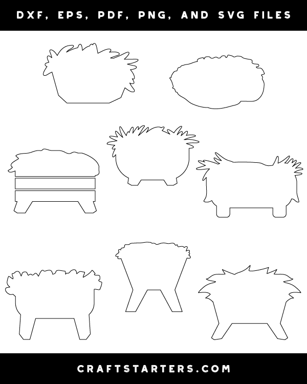 Nativity Crib Outline Patterns DFX, EPS, PDF, PNG, and SVG Cut Files
