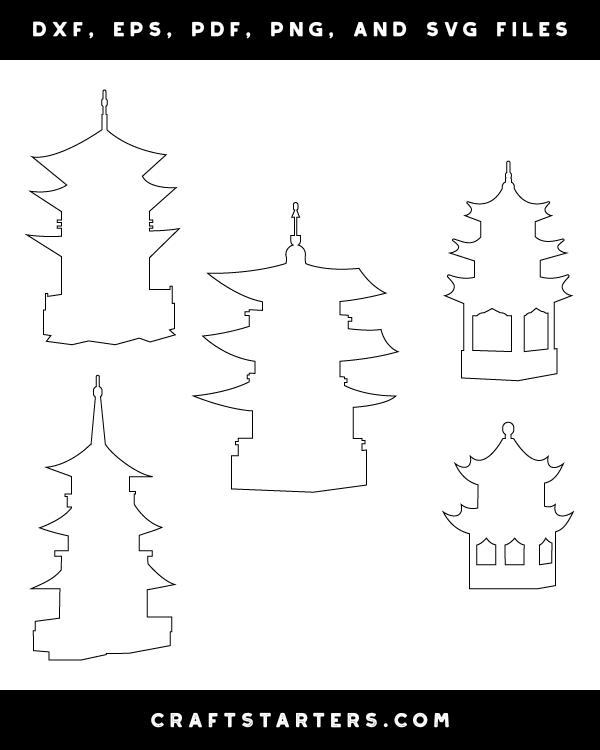 Pagoda Outline Patterns DFX, EPS, PDF, PNG, and SVG Cut Files Pagoda Outline Patterns DFX, EPS, PDF, PNG, and SVG Cut Files