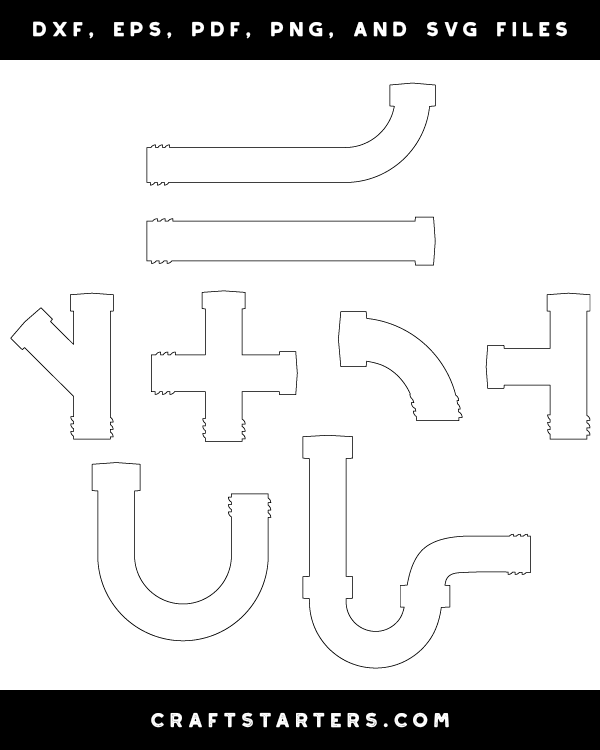 Plumbing Pipe Outline Patterns DFX, EPS, PDF, PNG, and SVG Cut Files