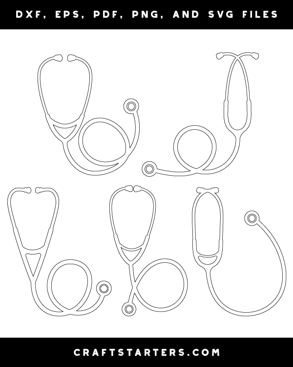 Stethoscope Outline Patterns DFX, EPS, PDF, PNG, and SVG Cut Files