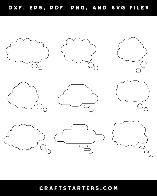 Thought Cloud Outline Patterns DFX, EPS, PDF, PNG, and SVG Cut Files
