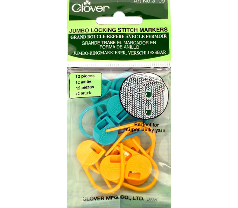 Clover Jumbo Locking Stitch Markers 12 Piece Craft Warehouse